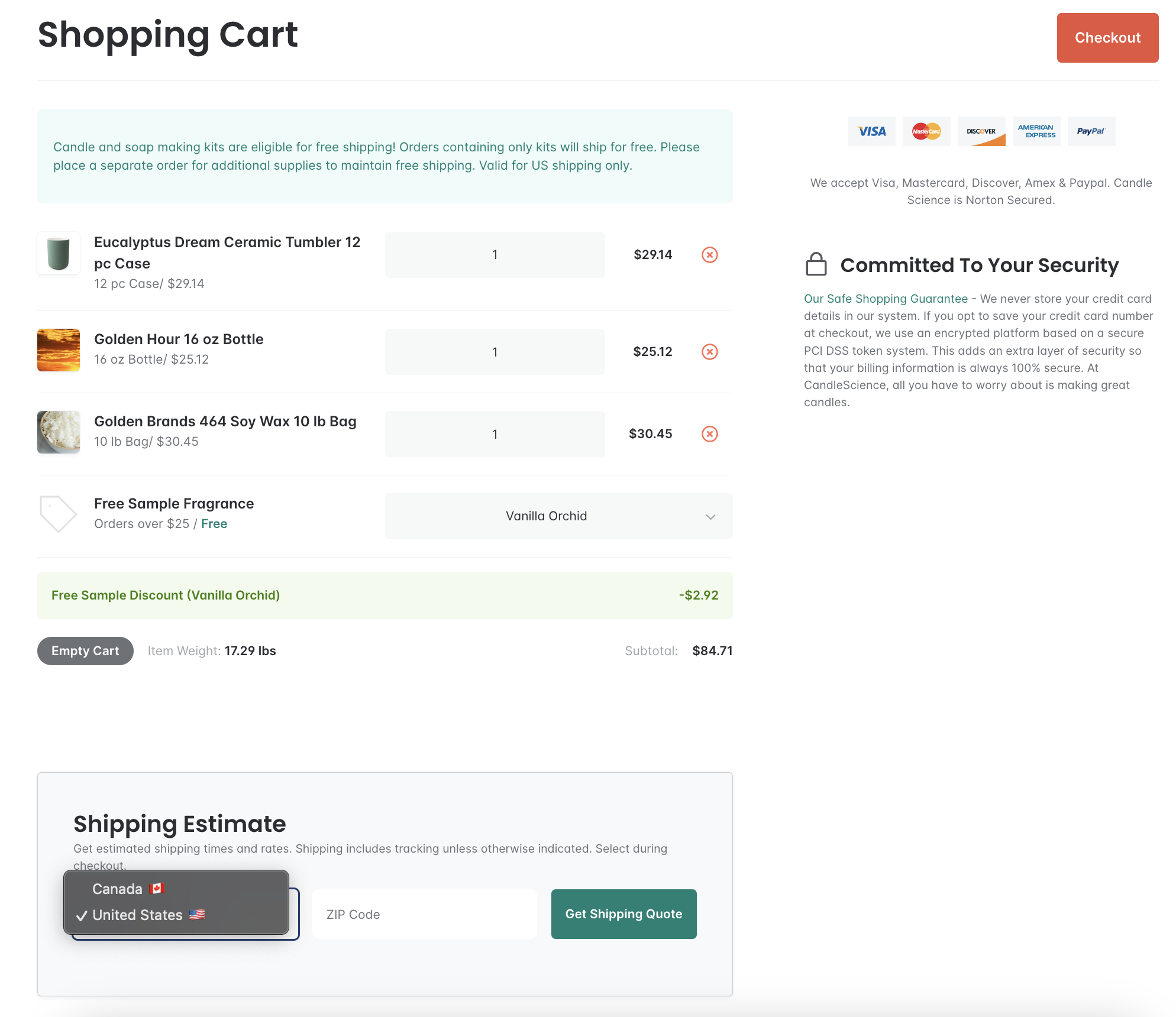 What does shipping to Canada cost? CandleScience Support